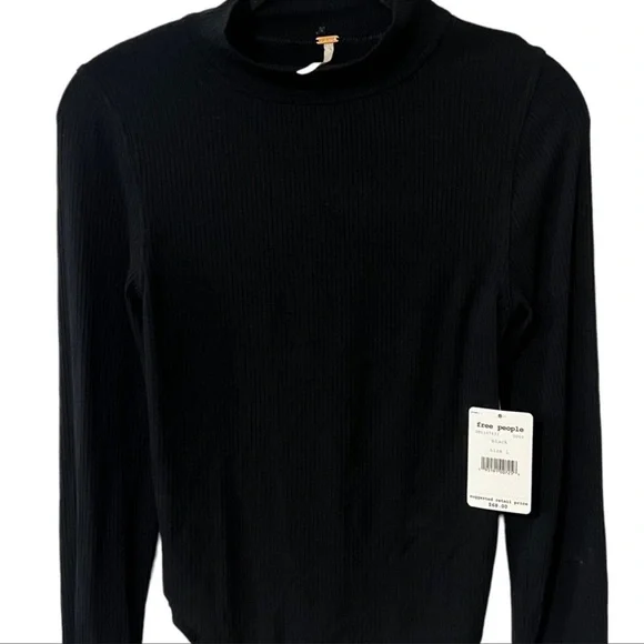 Free people edge of town black backless tie turtle neck top - Picture 4 of 5